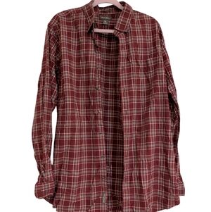 Eddie Bauer Burgundy Plaid Relaxed Fit Shirt